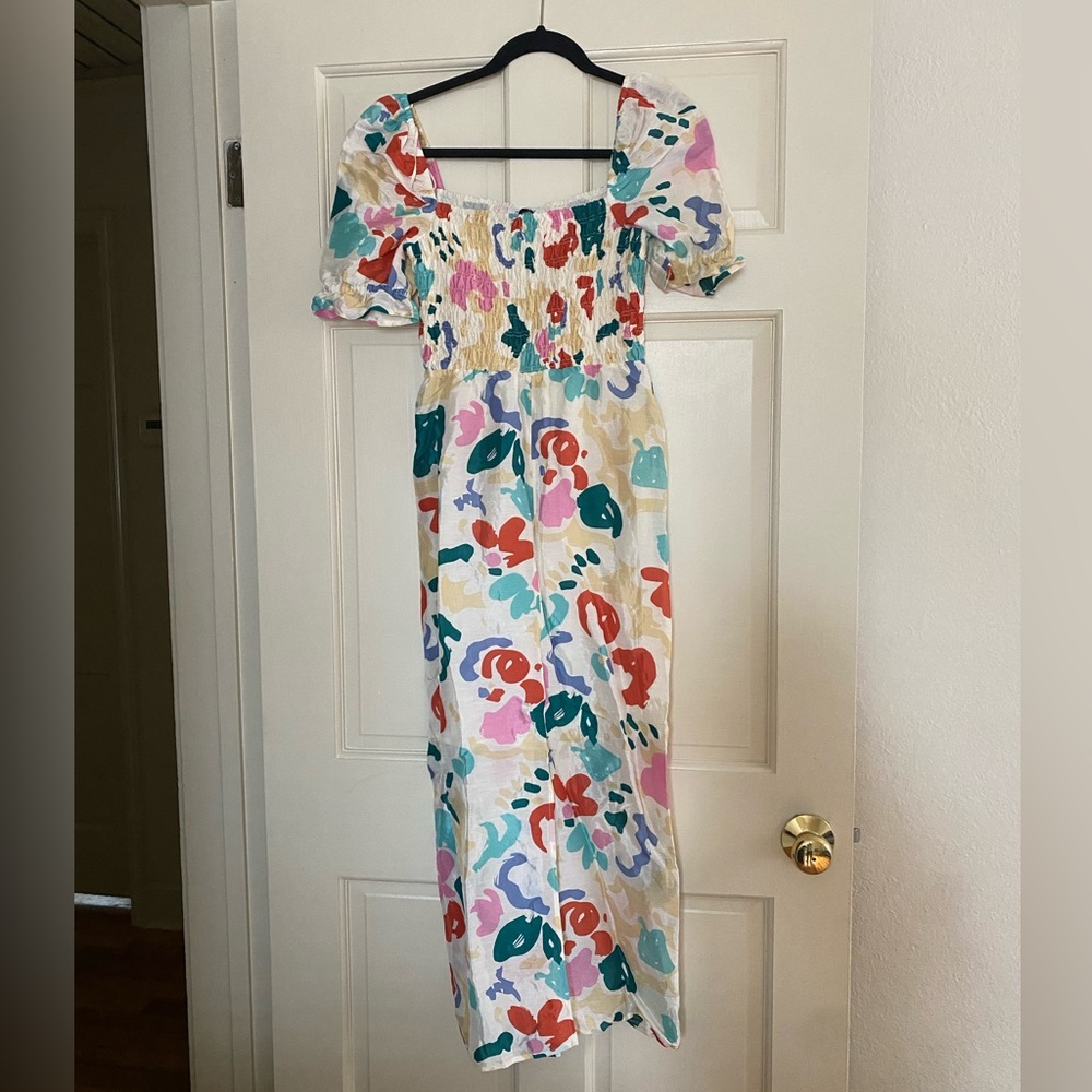 & Other Stories Printed Puff Sleeve Midi Dress